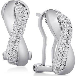 1/2 Ct Diamond Hoop Earrings in Sterling Silver